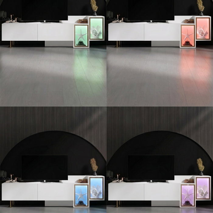 Hanah Home Tenon Soporte para TV Blanco y Dorado con Luz LED